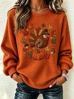 Casual Turkey Maple leaf Printing Sweatshirt