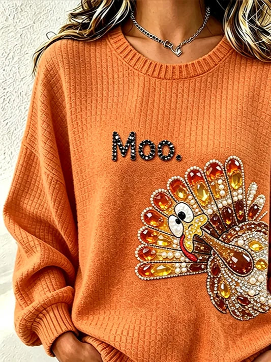 Casual Printing Turkey Crew Neck Sweatshirt