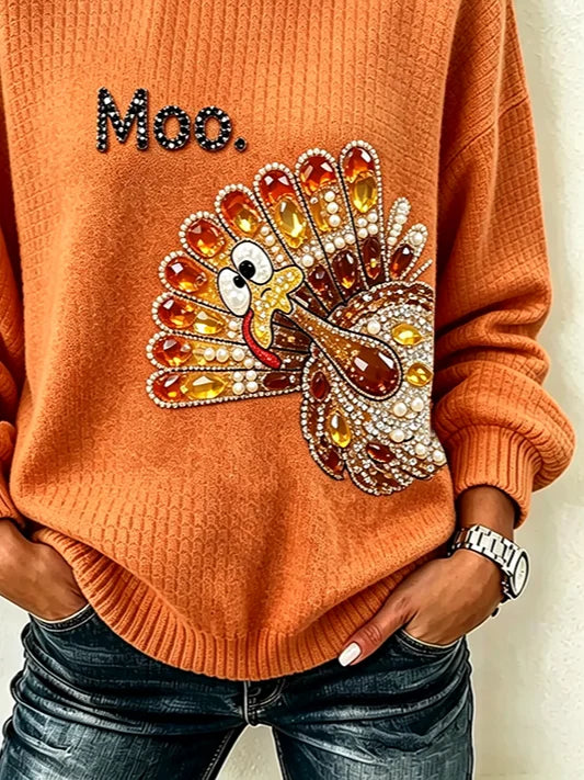 Casual Printing Turkey Crew Neck Sweatshirt