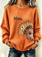 Casual Printing Turkey Crew Neck Sweatshirt