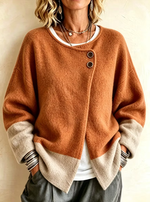 Cozy Asymmetrical Two Tone Long Sleeve Cardigan