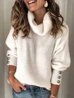 PLUS SIZE LADY SOLID PLAIN CASUAL SWEATER