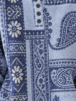 Vintage Geometric Henley Collar Long Sleeve Sweatshirt