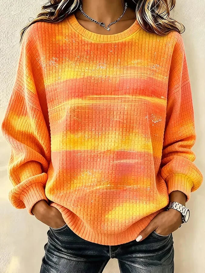 Casual Abstract Henley Collar Long Sleeve Sweatshirt