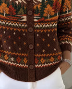 Regular Fit Shawl Collar Geometric Simple Knit Top