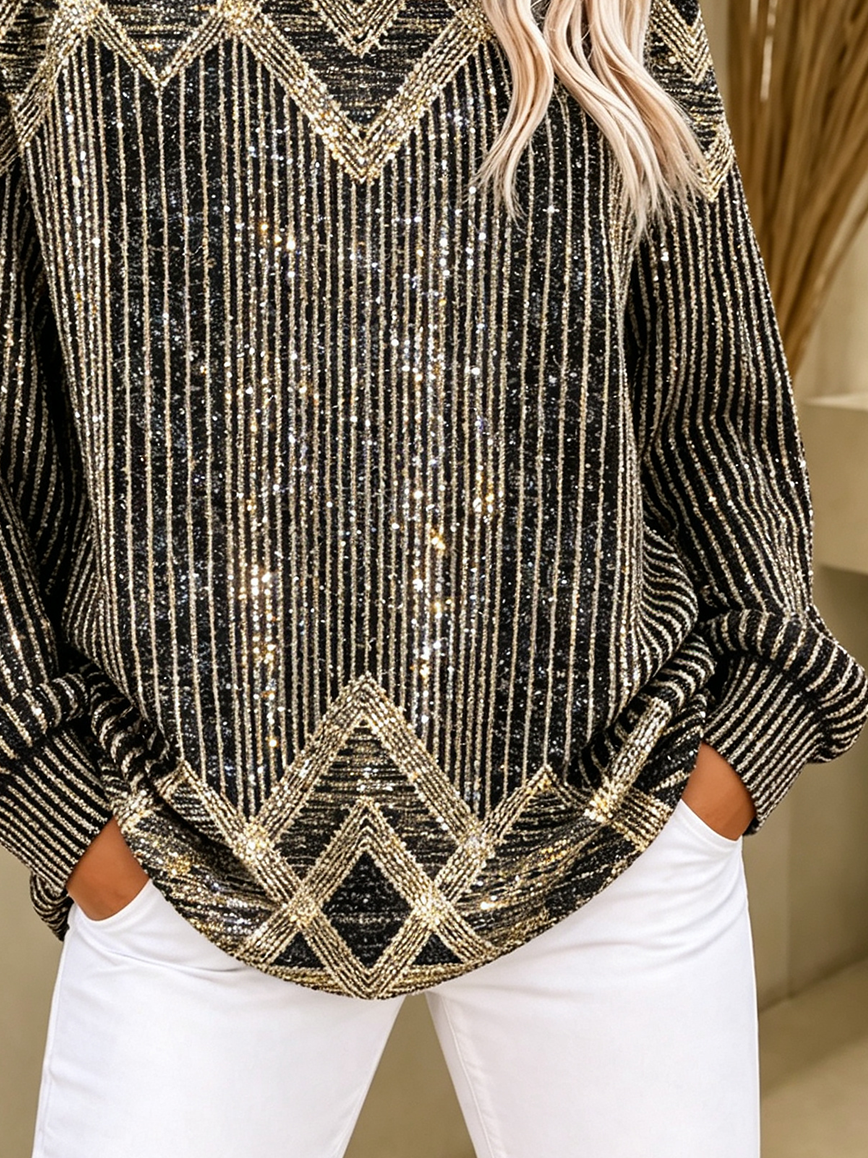 Casual Abstract Crew Neck Long Sleeve Sweatshirt