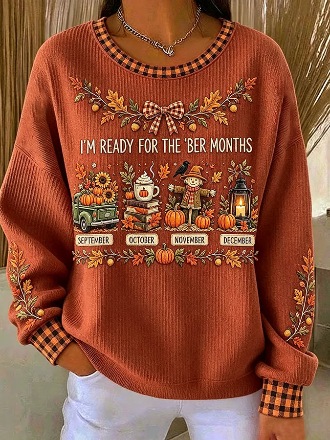 Casual Plaid Crew Neck Long Sleeve Sweatshirt