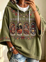 Casual Maple Leaf Hoodie Half Sleeve Hoodie