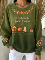 Casual Text Letters Crew Neck Long Sleeve Sweatshirt