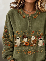 Casual Halloween Crew Neck Long Sleeve Sweatshirt