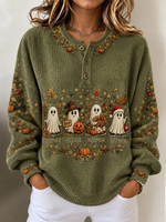Casual Halloween Crew Neck Long Sleeve Sweatshirt