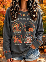 Casual Text Letters Crew Neck Long Sleeve Sweatshirt