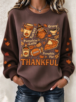 Casual Maple Leaf Crew Neck Long Sleeve Sweatshirt