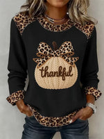 Casual Leopard Crew Neck Long Sleeve Sweatshirt