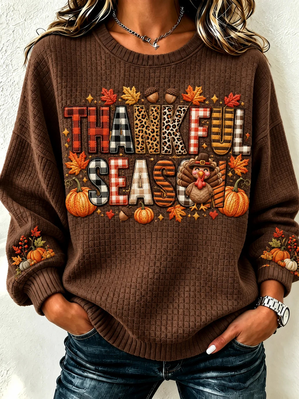 Casual Text Letters Henley Collar Long Sleeve Sweatshirt