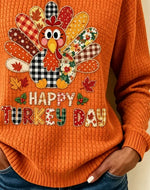 Vintage Text Letters Half Open Collar Long Sleeve Sweatshirt