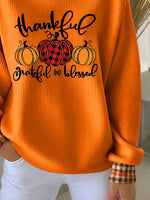 Casual Plaid Crew Neck Long Sleeve Sweatshirt