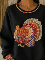 Casual Turkey Crew Neck Long Sleeve Sweatshirt