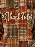 Casual Plaid Crew Neck Long Sleeve Sweatshirt