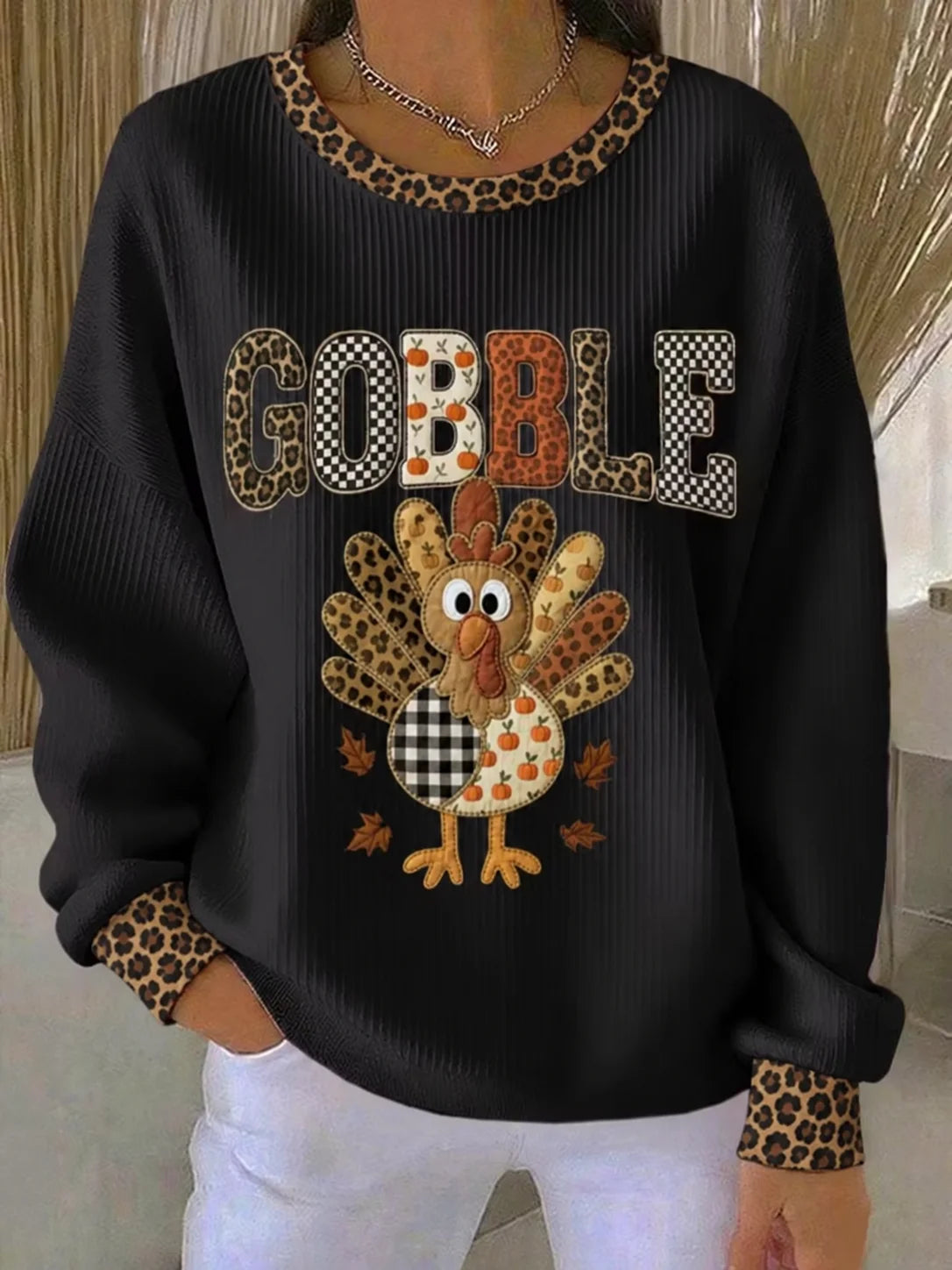 Casual Text Letters Crew Neck Long Sleeve Sweatshirt