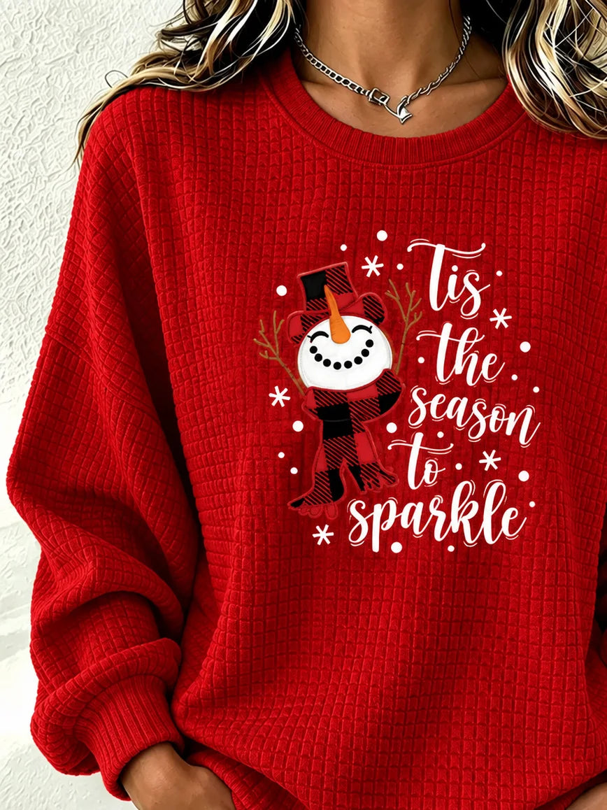 Casual Christmas Snowman Crew Neck Long Sleeve Sweatshirt