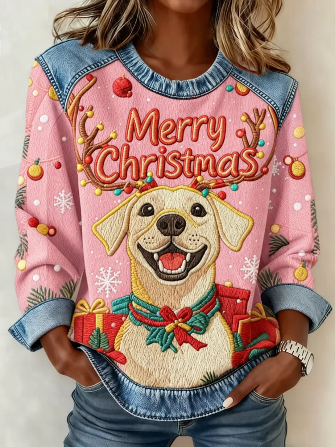 Casual Christmas Crew Neck Long Sleeve Sweatshirt