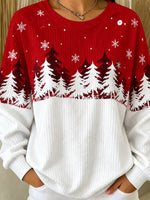 Casual Color Block Crew Neck Long Sleeve Sweatshirt