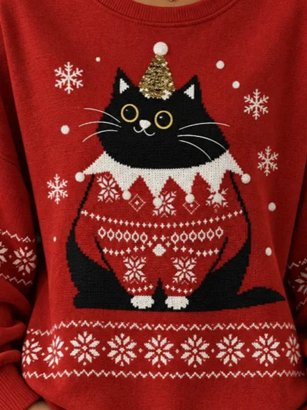 Casual Christmas Crew Neck Long Sleeve Sweatshirt
