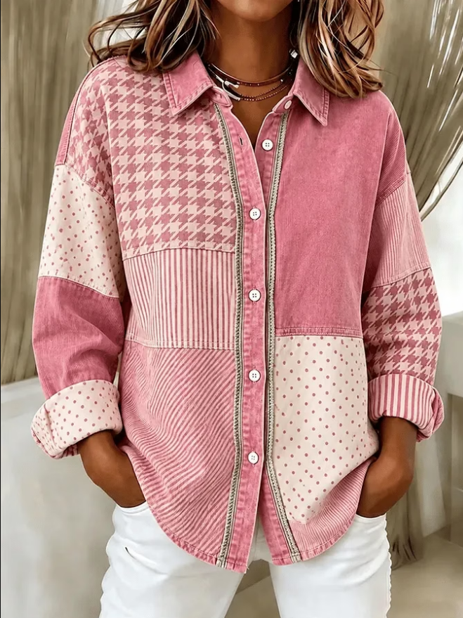 Women's Cotton Printed Corduroy Style Casual Shirt