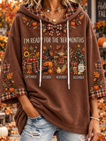 Women Vintage Print Comfy Hoodie