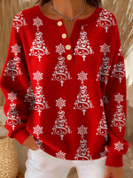 Women Casual Christmas Button Knit Sweater