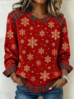 Casual Plaid Crew Neck Long Sleeve Sweatshirt