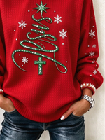 Casual Christmas Crew Neck Long Sleeve Sweatshirt