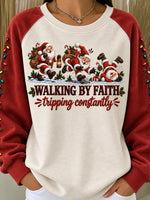 Casual Text Letters Crew Neck Long Sleeve Sweatshirt