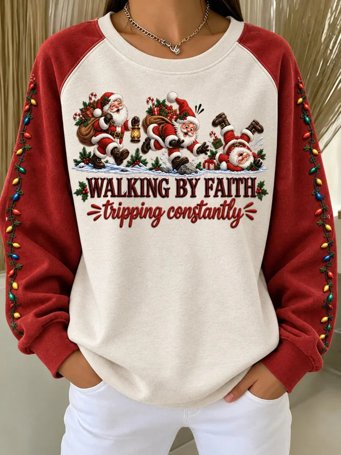 Casual Text Letters Crew Neck Long Sleeve Sweatshirt