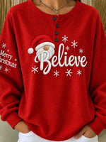 Casual Text Letters Henley Collar Long Sleeve Sweatshirt