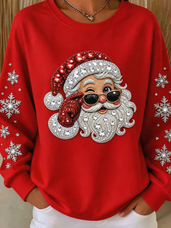 Casual Santa Claus Crew Neck Long Sleeve Sweatshirt