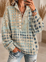 Casual Abstract Shawl Collar Long Sleeve Sweatshirt