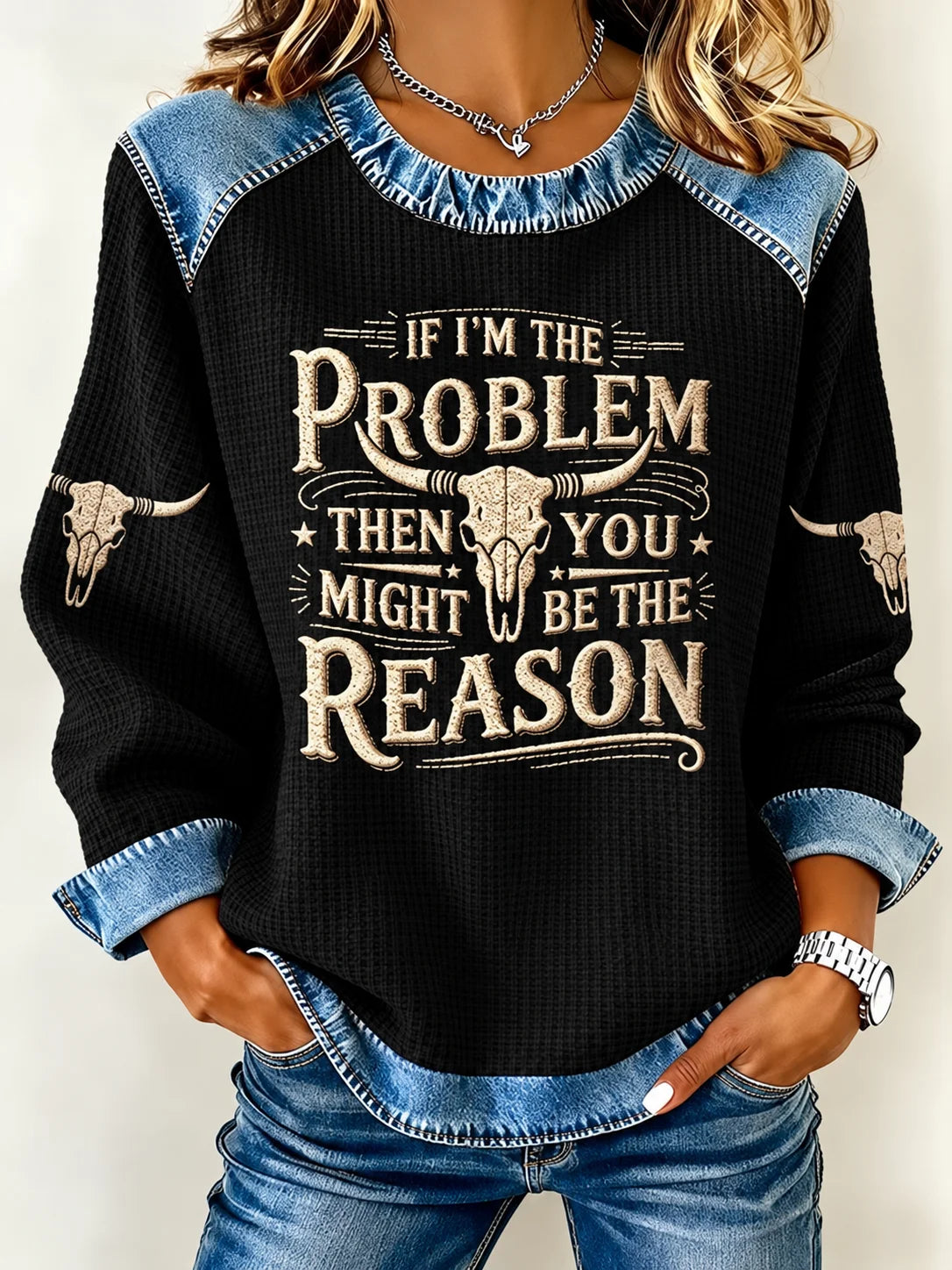 Vintage Text Letters Crew Neck Long Sleeve Sweatshirt