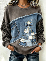 Casual Leopard Crew Neck Long Sleeve Sweatshirt