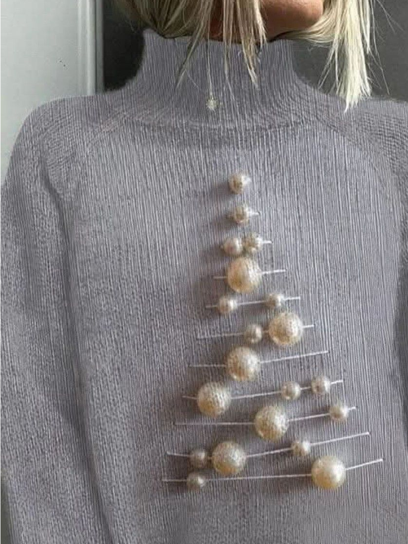 Women Christmas Long Sleeve Comfy Vintage Printing Sweater