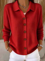 Women Plain Long Sleeve Comfy Vintage Printing Cardigan