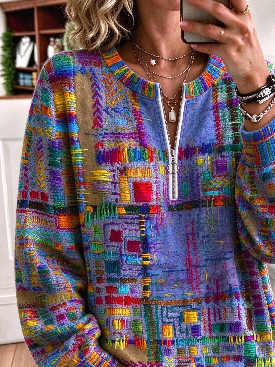 Casual Abstract Crew Neck Long Sleeve Sweatshirt