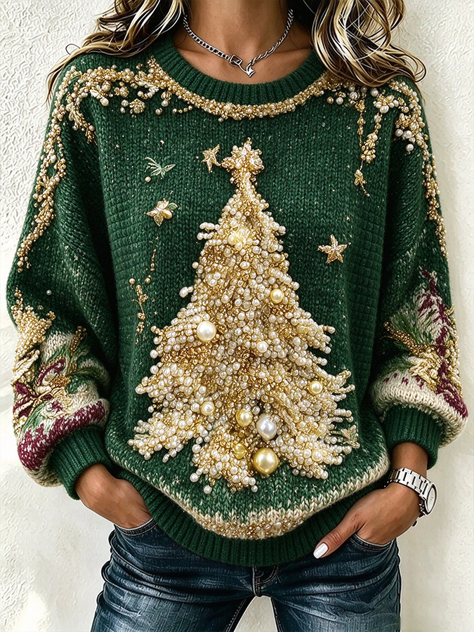 Casual Christmas Crew Neck Long Sleeve Sweatshirt
