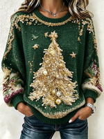 Casual Christmas Crew Neck Long Sleeve Sweatshirt