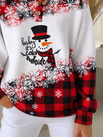 Vintage Plaid Henley Collar Long Sleeve Sweatshirt