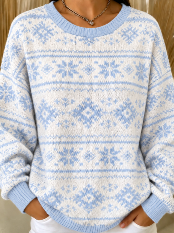 Casual Geometric Crew Neck Long Sleeve Sweatshirt