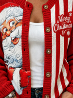 Women Striped Long Sleeve Comfy Vintage Cardigan