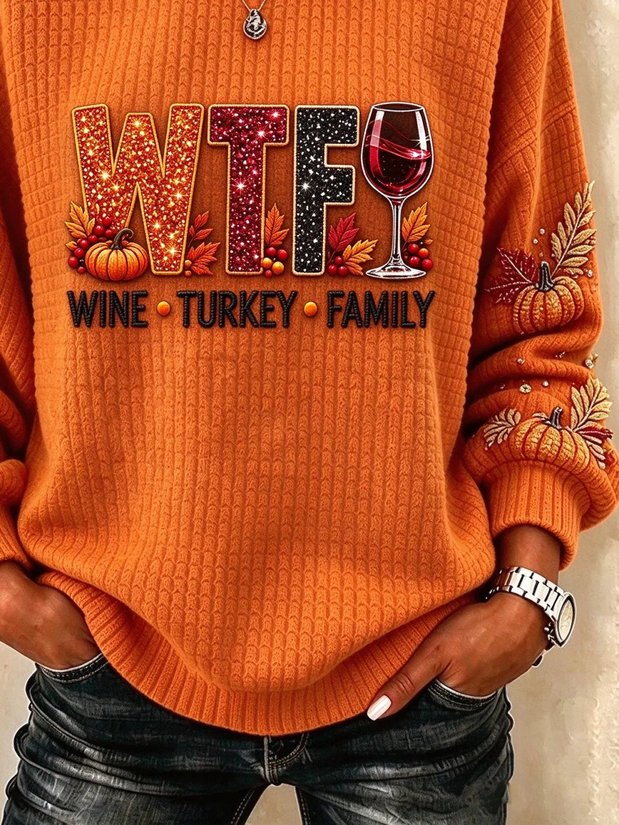 Casual Maple Leaf Crew Neck Long Sleeve Sweatshirt