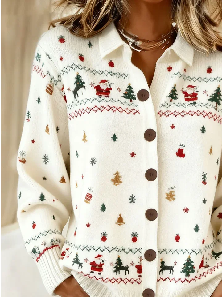 Vintage Regular Fit Casual Christmas Cardigan